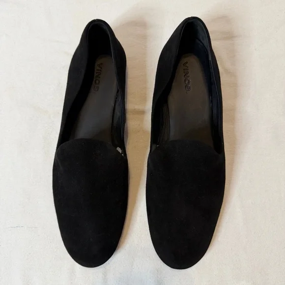 VINCE Black Suede Leather Loafers Vero Cuoio Size 9 - Picture 6 of 9